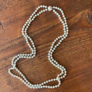 Vintage Marjorica Long Double Strand Faux Pearl Necklace